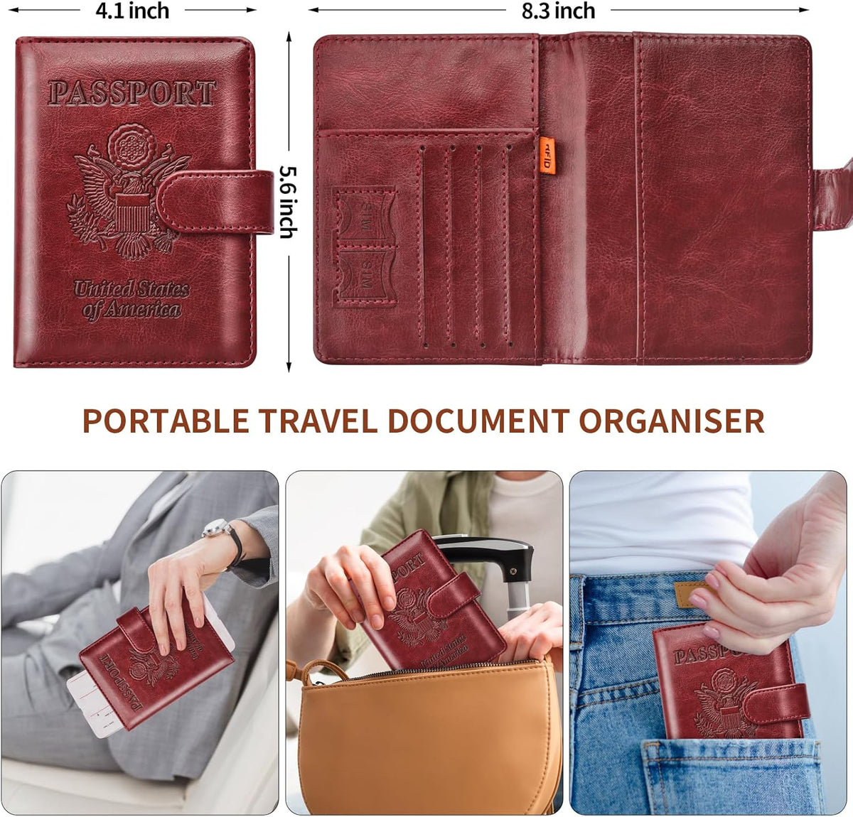 Rose Gold & Gray Passport Holder for Travel, Passport Wallet Cover Case for Family Women Men Cruise Essentials, Travel Must Haves Passports Book Protector