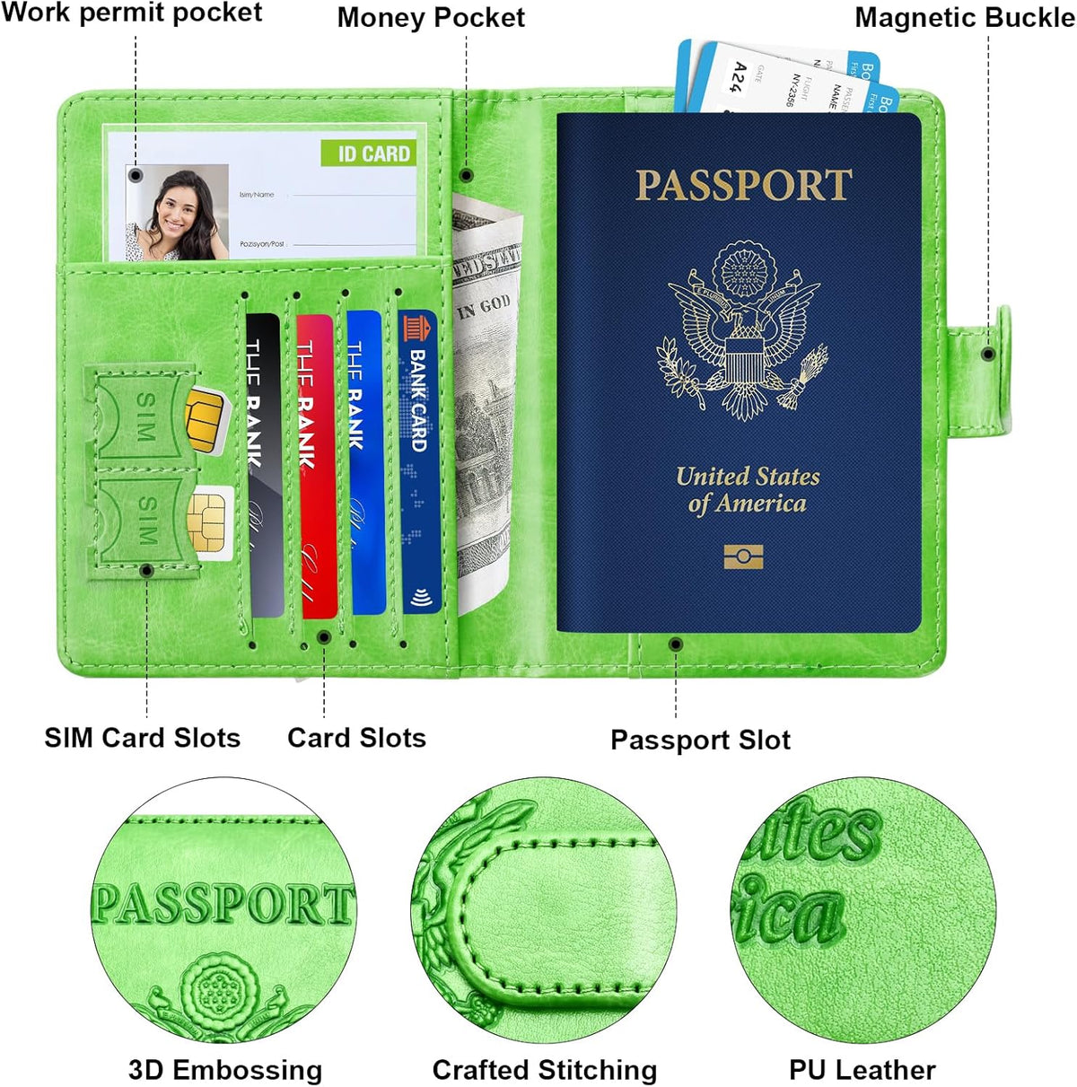 Rose Gold & Gray Passport Holder for Travel, Passport Wallet Cover Case for Family Women Men Cruise Essentials, Travel Must Haves Passports Book Protector