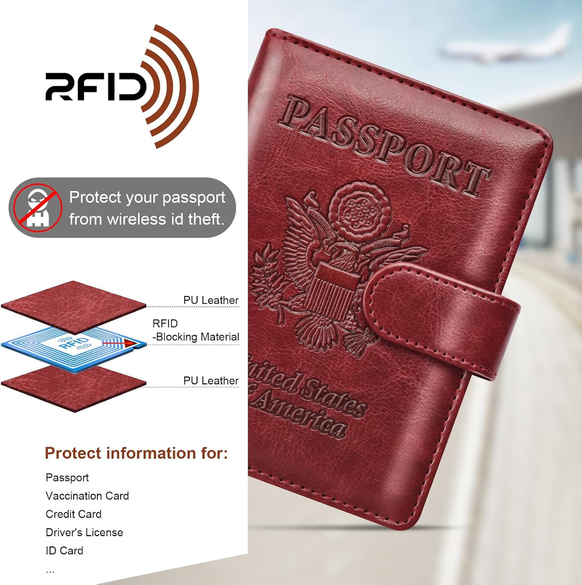 Rose Gold & Gray Passport Holder for Travel, Passport Wallet Cover Case for Family Women Men Cruise Essentials, Travel Must Haves Passports Book Protector