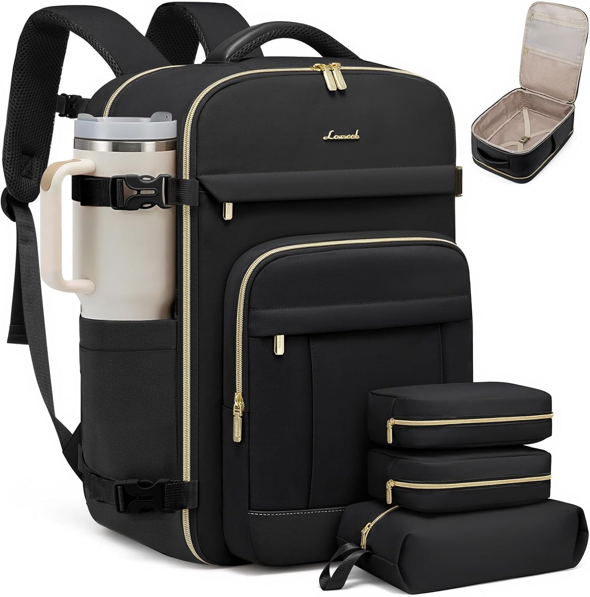 40L Travel Backpack for Women & Men - 17.3 Inch Carry On Backpack & Personal Item Backpack for Airlines, Spacious and Durable Design, with 3 Packing Cubes