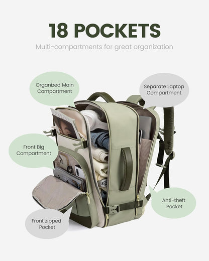 40L Travel Backpack for Women & Men - 17.3 Inch Carry On Backpack & Personal Item Backpack for Airlines, Spacious and Durable Design, with 3 Packing Cubes