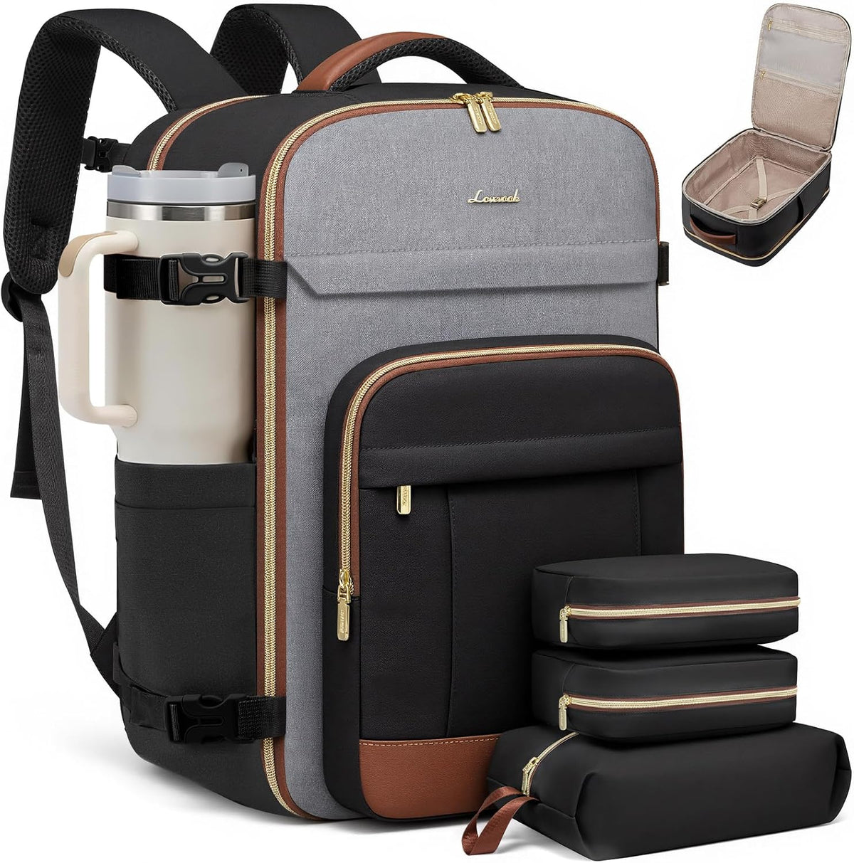 40L Travel Backpack for Women & Men - 17.3 Inch Carry On Backpack & Personal Item Backpack for Airlines, Spacious and Durable Design, with 3 Packing Cubes
