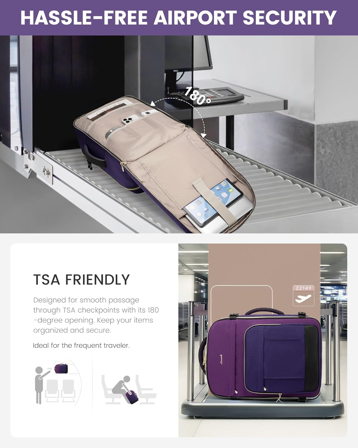 40L Travel Backpack for Women & Men - 17.3 Inch Carry On Backpack & Personal Item Backpack for Airlines, Spacious and Durable Design, with 3 Packing Cubes