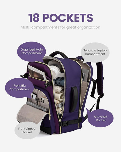 40L Travel Backpack for Women & Men - 17.3 Inch Carry On Backpack & Personal Item Backpack for Airlines, Spacious and Durable Design, with 3 Packing Cubes