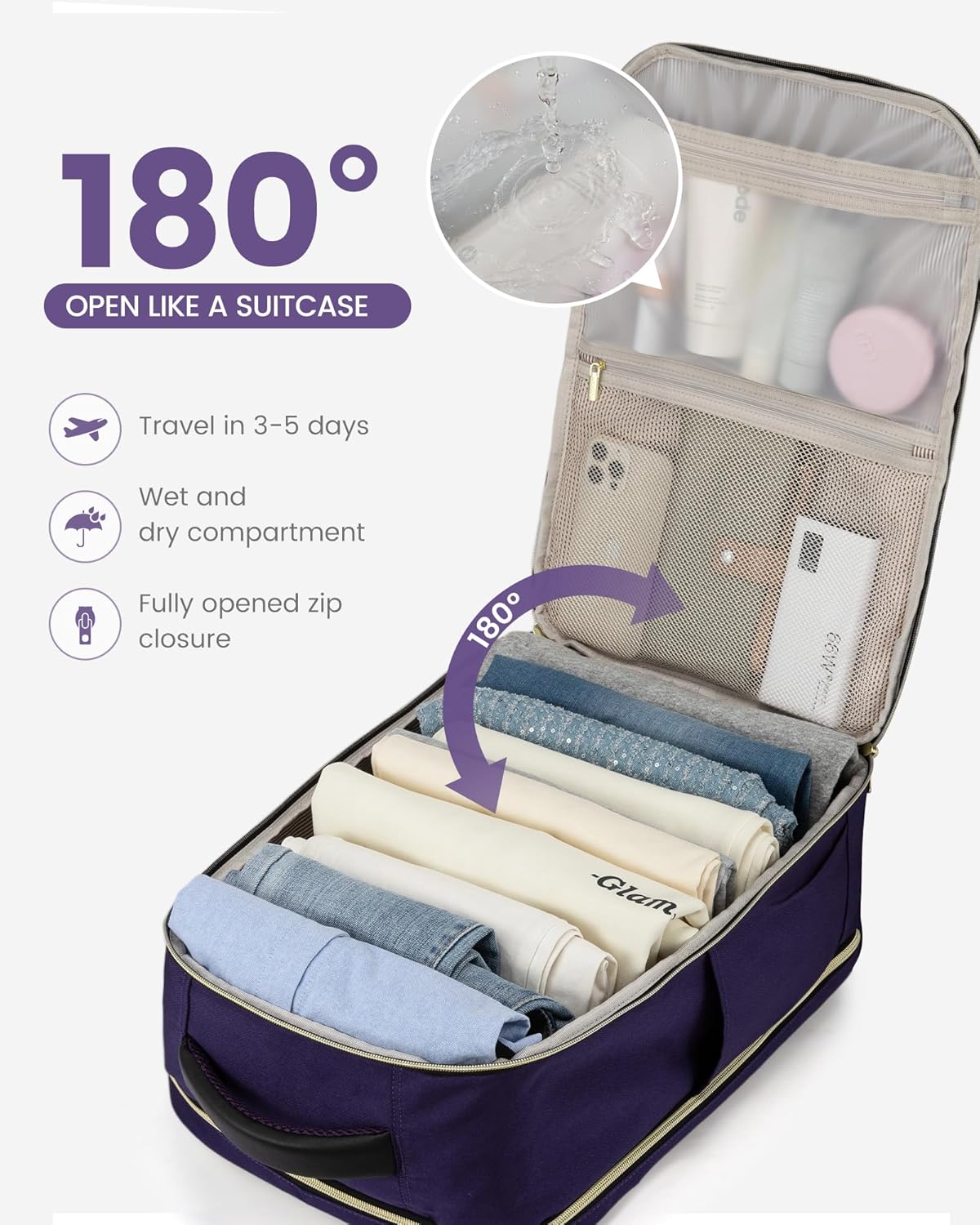 40L Travel Backpack for Women & Men - 17.3 Inch Carry On Backpack & Personal Item Backpack for Airlines, Spacious and Durable Design, with 3 Packing Cubes