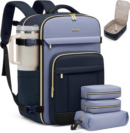 40L Travel Backpack for Women & Men - 17.3 Inch Carry On Backpack & Personal Item Backpack for Airlines, Spacious and Durable Design, with 3 Packing Cubes