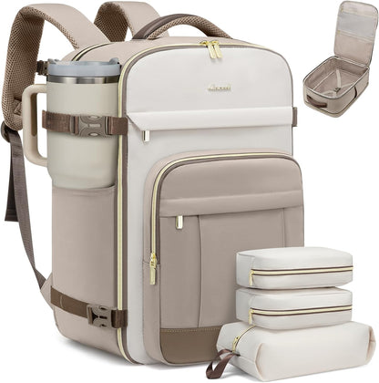 40L Travel Backpack for Women & Men - 17.3 Inch Carry On Backpack & Personal Item Backpack for Airlines, Spacious and Durable Design, with 3 Packing Cubes