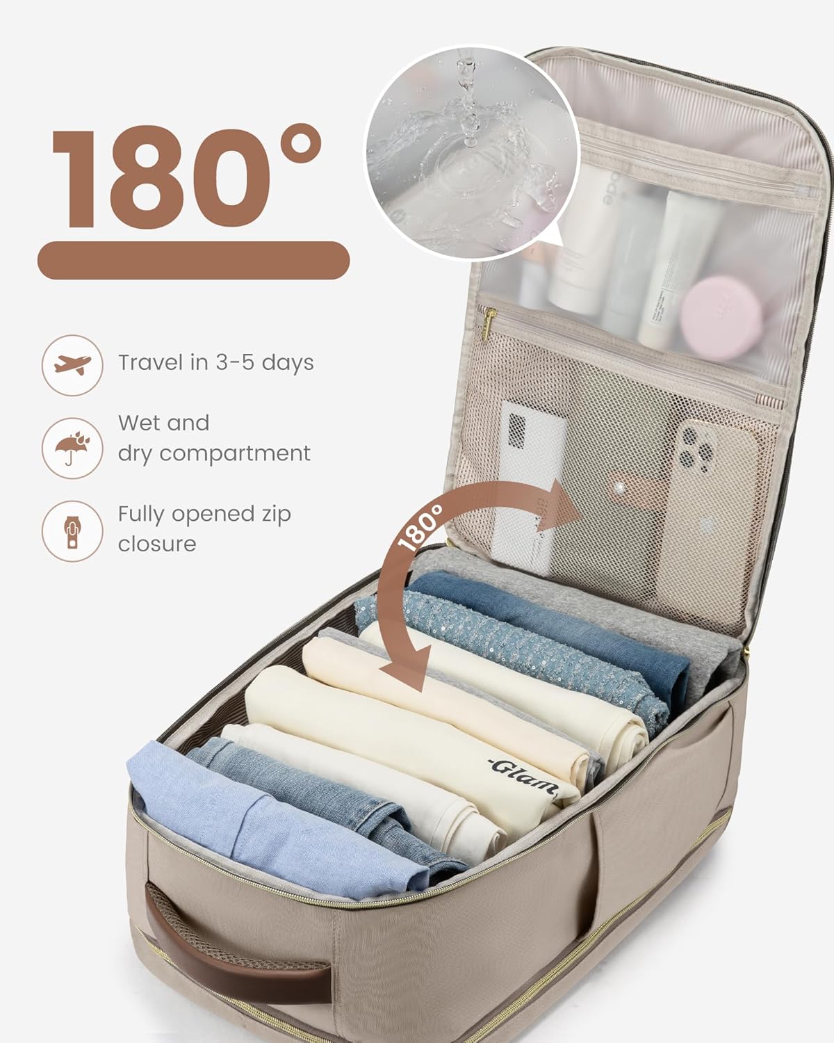 40L Travel Backpack for Women & Men - 17.3 Inch Carry On Backpack & Personal Item Backpack for Airlines, Spacious and Durable Design, with 3 Packing Cubes