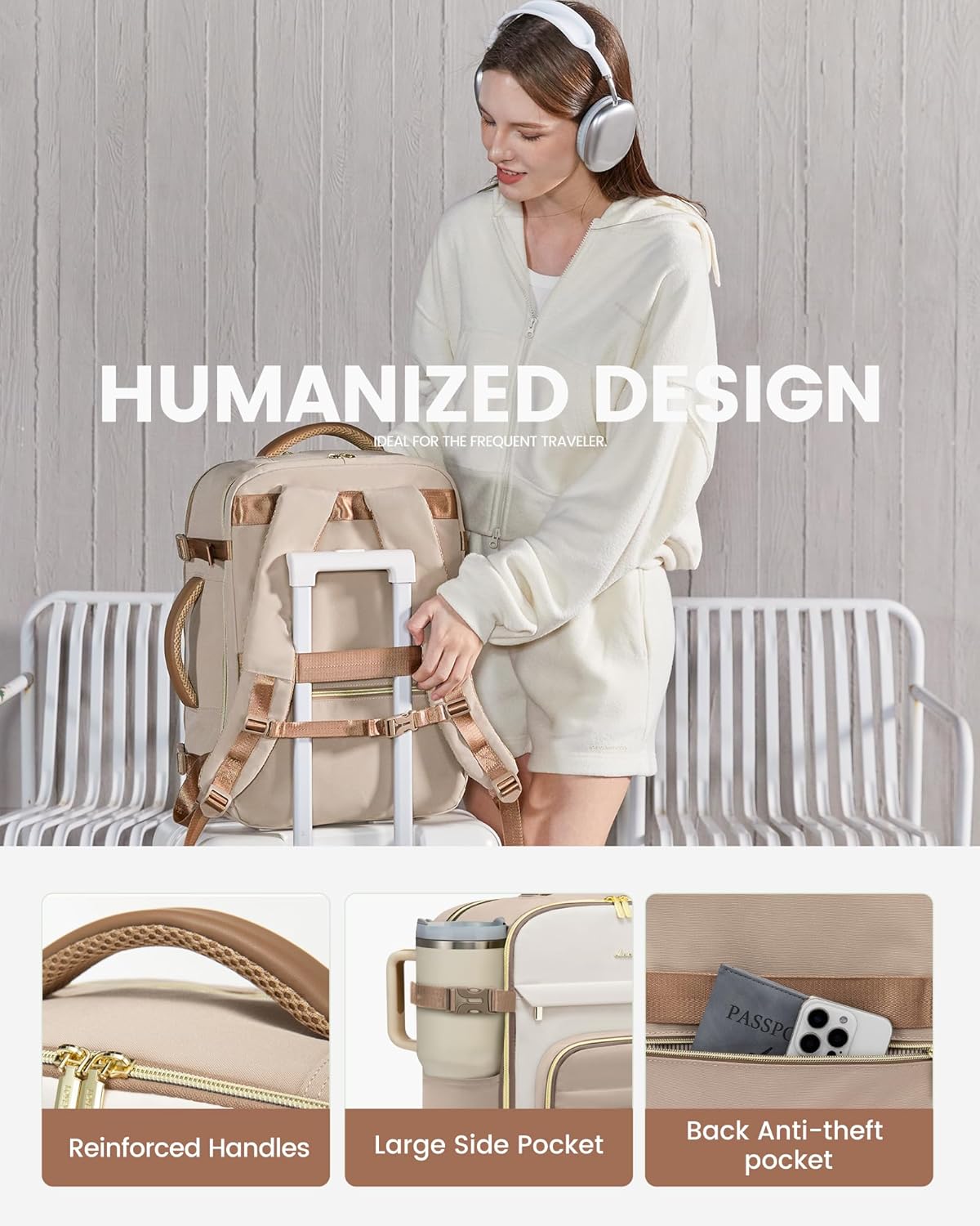 40L Travel Backpack for Women & Men - 17.3 Inch Carry On Backpack & Personal Item Backpack for Airlines, Spacious and Durable Design, with 3 Packing Cubes