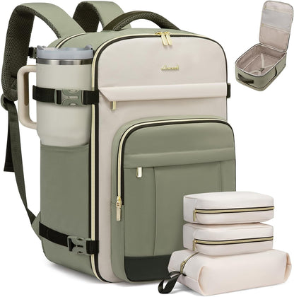 40L Travel Backpack for Women & Men - 17.3 Inch Carry On Backpack & Personal Item Backpack for Airlines, Spacious and Durable Design, with 3 Packing Cubes
