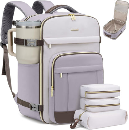 40L Travel Backpack for Women & Men - 17.3 Inch Carry On Backpack & Personal Item Backpack for Airlines, Spacious and Durable Design, with 3 Packing Cubes