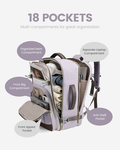 40L Travel Backpack for Women & Men - 17.3 Inch Carry On Backpack & Personal Item Backpack for Airlines, Spacious and Durable Design, with 3 Packing Cubes