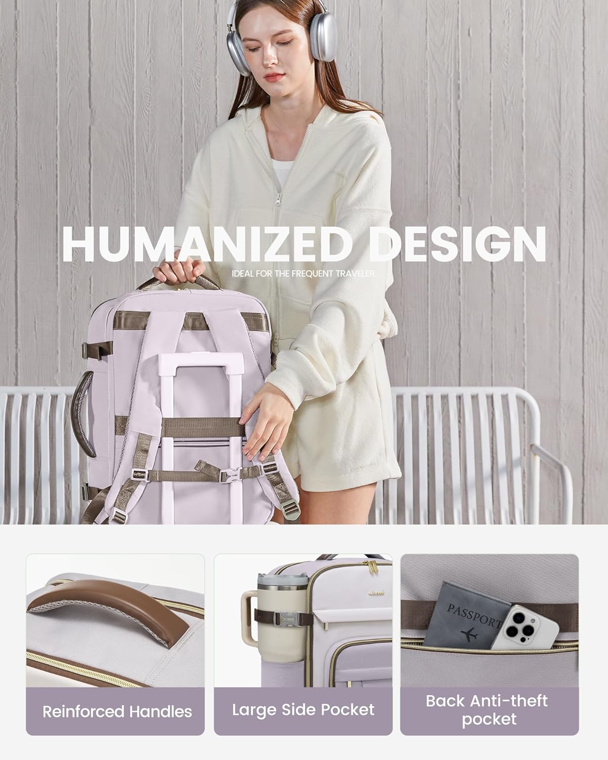 40L Travel Backpack for Women & Men - 17.3 Inch Carry On Backpack & Personal Item Backpack for Airlines, Spacious and Durable Design, with 3 Packing Cubes