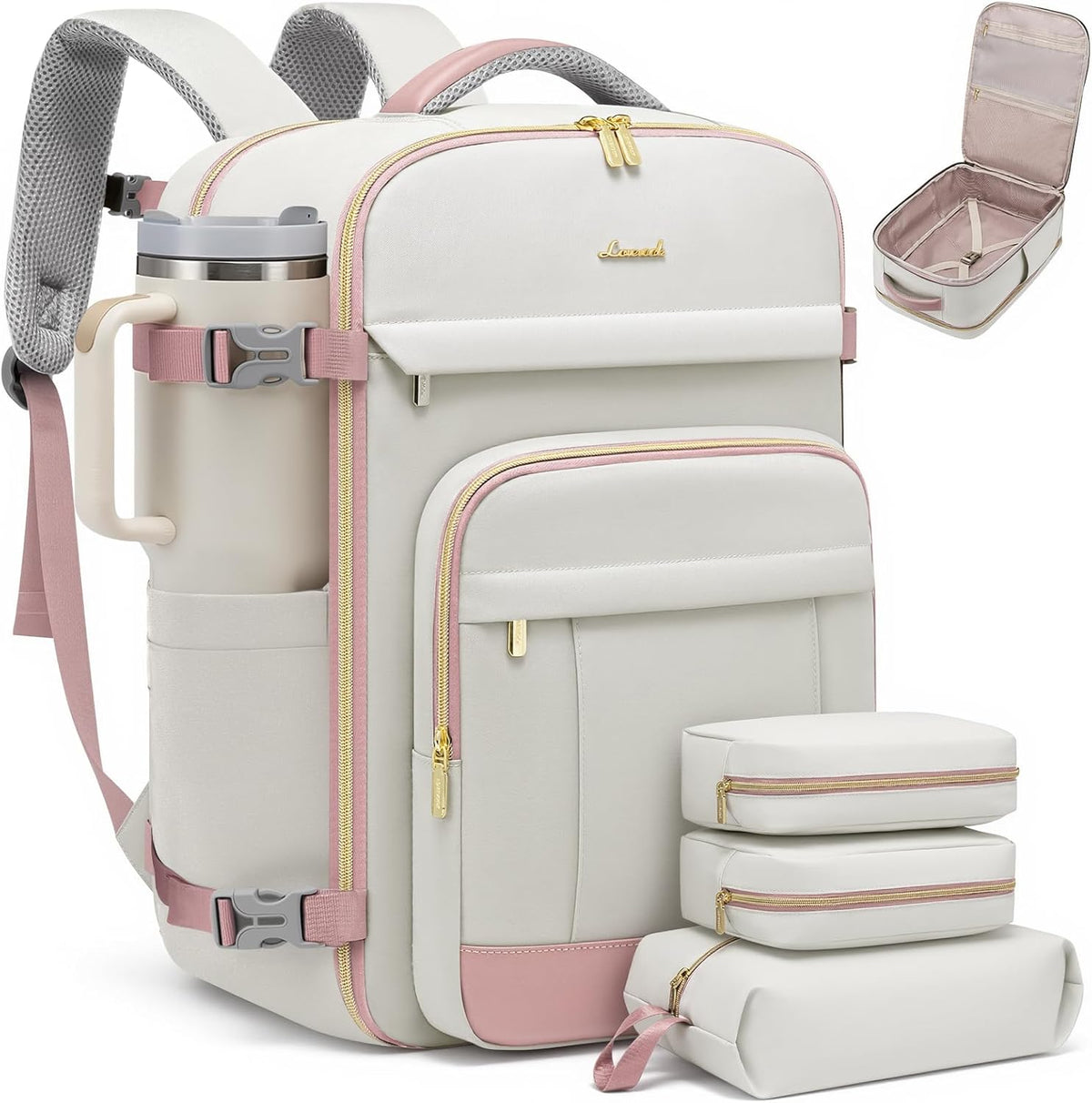 40L Travel Backpack for Women & Men - 17.3 Inch Carry On Backpack & Personal Item Backpack for Airlines, Spacious and Durable Design, with 3 Packing Cubes