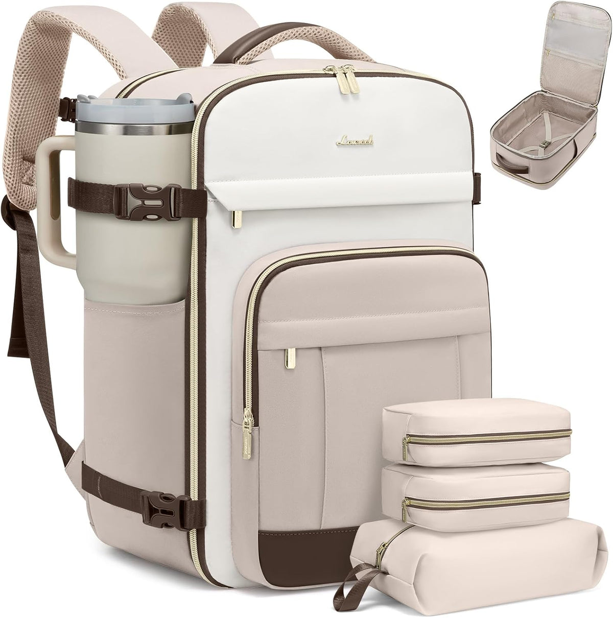 40L Travel Backpack for Women & Men - 17.3 Inch Carry On Backpack & Personal Item Backpack for Airlines, Spacious and Durable Design, with 3 Packing Cubes