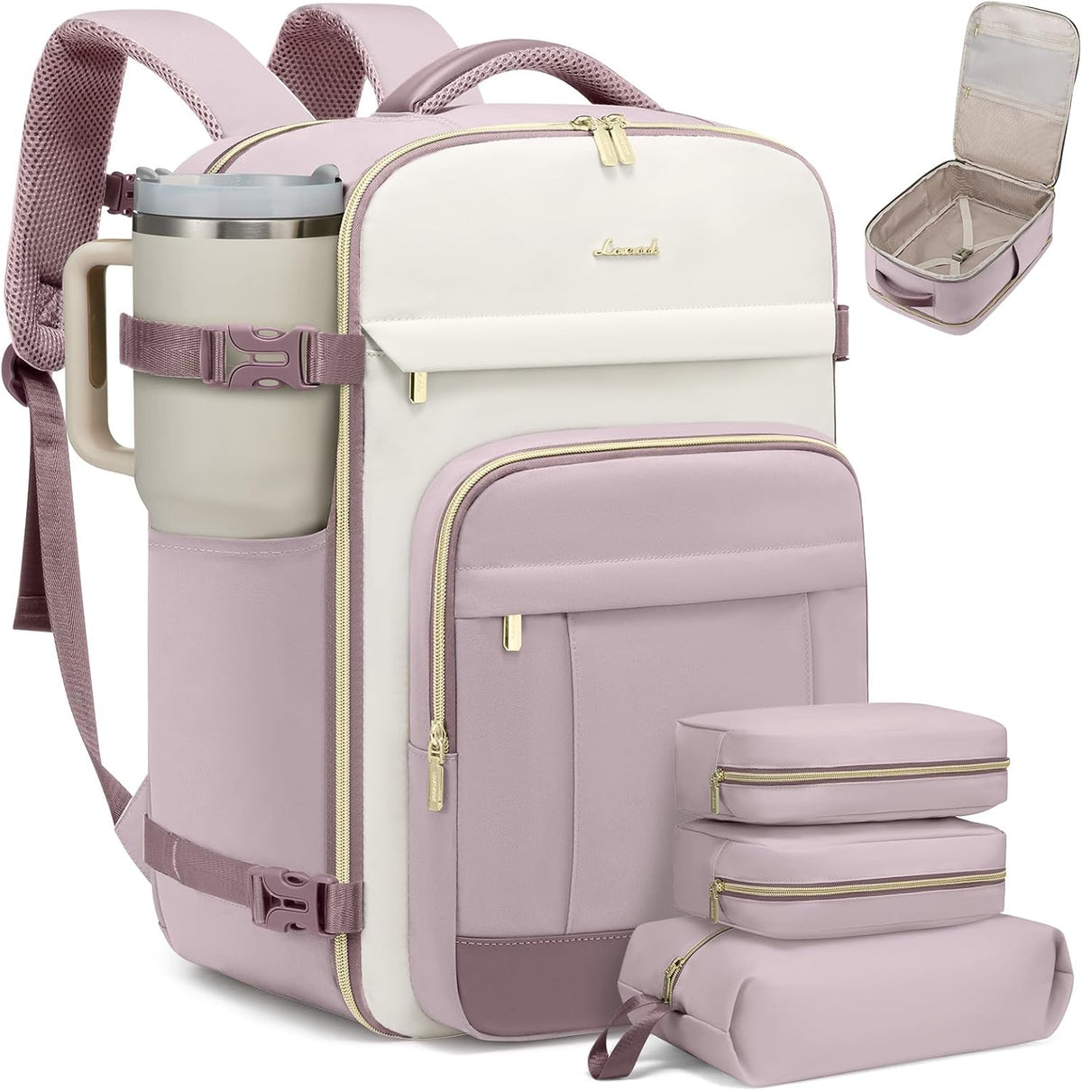 40L Travel Backpack for Women & Men - 17.3 Inch Carry On Backpack & Personal Item Backpack for Airlines, Spacious and Durable Design, with 3 Packing Cubes