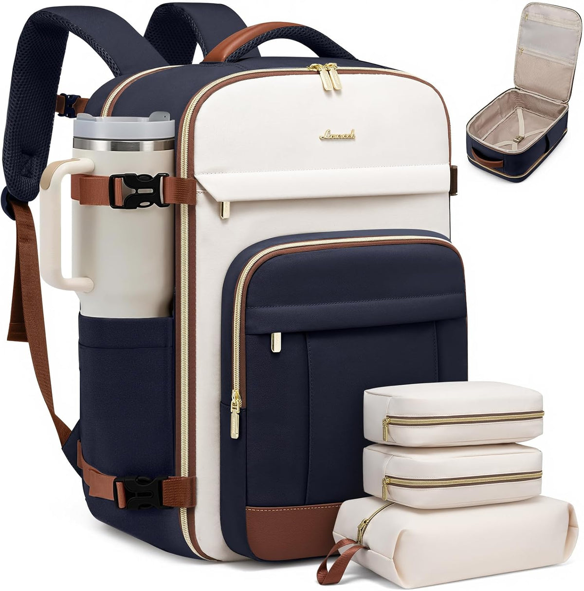 40L Travel Backpack for Women & Men - 17.3 Inch Carry On Backpack & Personal Item Backpack for Airlines, Spacious and Durable Design, with 3 Packing Cubes