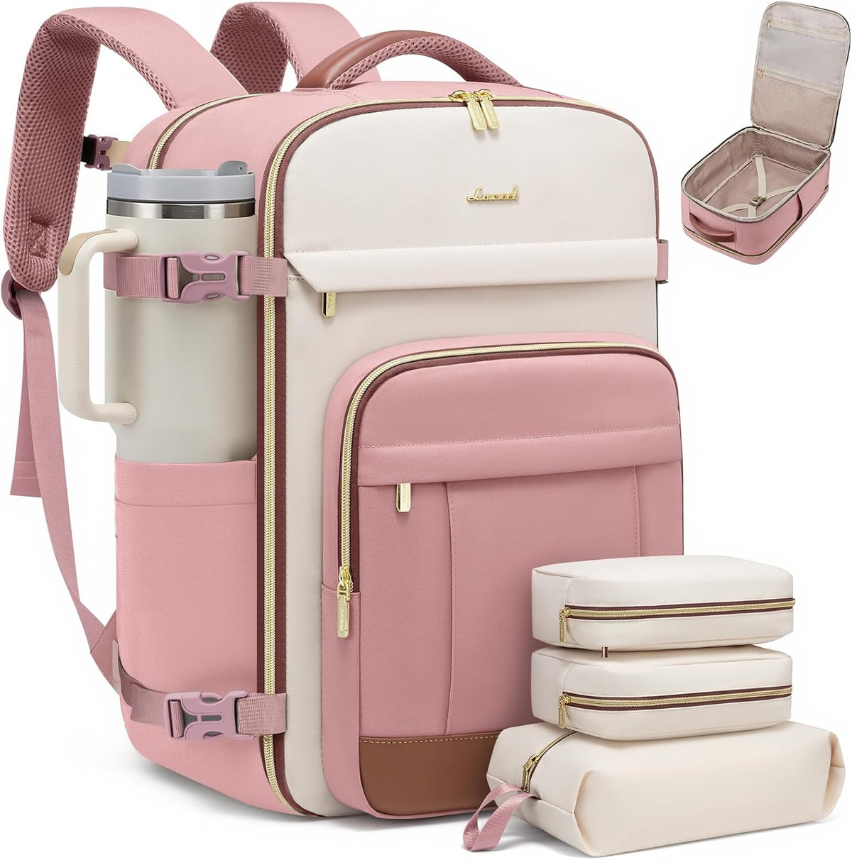 40L Travel Backpack for Women & Men - 17.3 Inch Carry On Backpack & Personal Item Backpack for Airlines, Spacious and Durable Design, with 3 Packing Cubes