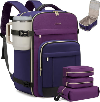 40L Travel Backpack for Women & Men - 17.3 Inch Carry On Backpack & Personal Item Backpack for Airlines, Spacious and Durable Design, with 3 Packing Cubes