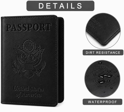 RFID Passport Holder for Travel – PU Leather Passport Cover and Card Holder for Men & Women – Slim Passport Holder with Card Protector Slot, Travel Must Haves (Pink - Lime Green)