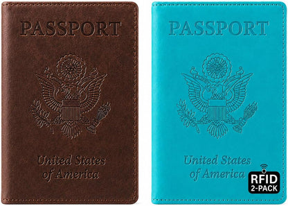 RFID Passport Holder for Travel – PU Leather Passport Cover and Card Holder for Men & Women – Slim Passport Holder with Card Protector Slot, Travel Must Haves (Pink - Lime Green)