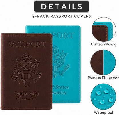 RFID Passport Holder for Travel – PU Leather Passport Cover and Card Holder for Men & Women – Slim Passport Holder with Card Protector Slot, Travel Must Haves (Pink - Lime Green)
