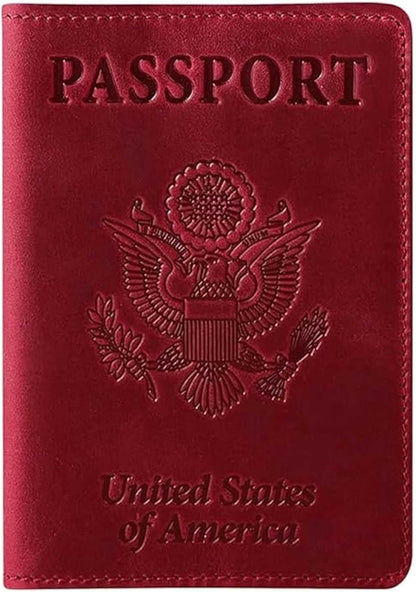 RFID Passport Holder for Travel – PU Leather Passport Cover and Card Holder for Men & Women – Slim Passport Holder with Card Protector Slot, Travel Must Haves (Pink - Lime Green)
