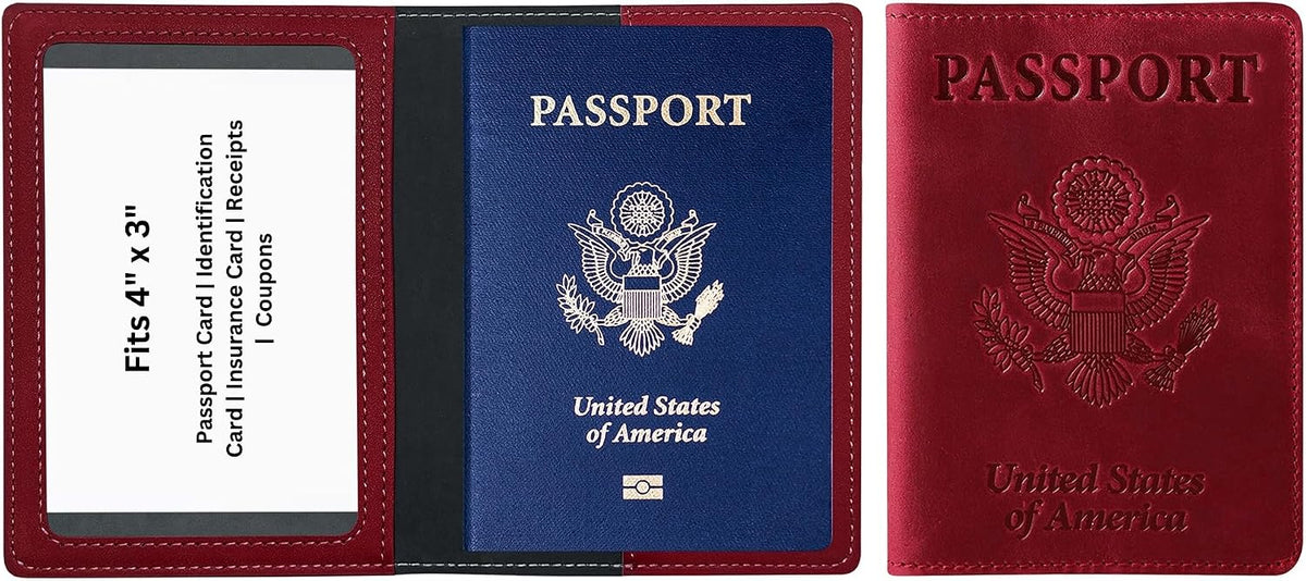 RFID Passport Holder for Travel – PU Leather Passport Cover and Card Holder for Men & Women – Slim Passport Holder with Card Protector Slot, Travel Must Haves (Pink - Lime Green)
