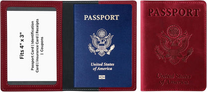 RFID Passport Holder for Travel – PU Leather Passport Cover and Card Holder for Men & Women – Slim Passport Holder with Card Protector Slot, Travel Must Haves (Pink - Lime Green)