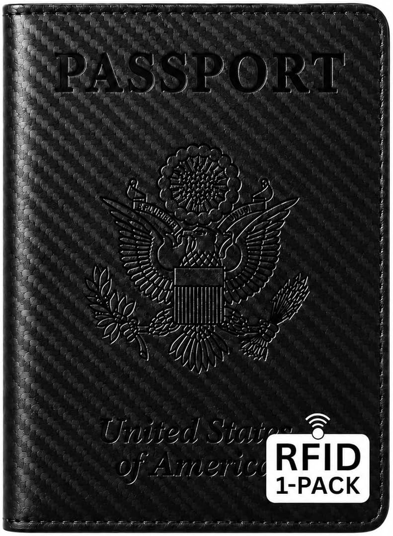 RFID Passport Holder for Travel – PU Leather Passport Cover and Card Holder for Men & Women – Slim Passport Holder with Card Protector Slot, Travel Must Haves (Pink - Lime Green)