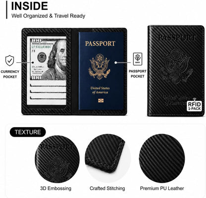RFID Passport Holder for Travel – PU Leather Passport Cover and Card Holder for Men & Women – Slim Passport Holder with Card Protector Slot, Travel Must Haves (Pink - Lime Green)