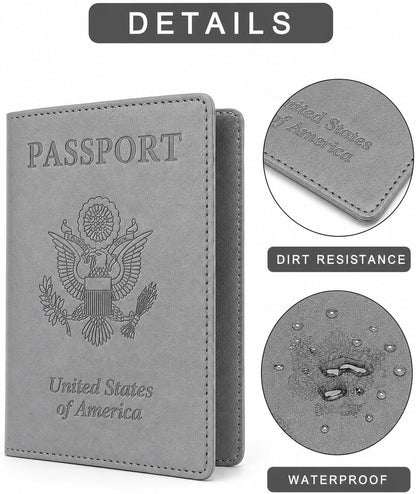 RFID Passport Holder for Travel – PU Leather Passport Cover and Card Holder for Men & Women – Slim Passport Holder with Card Protector Slot, Travel Must Haves (Pink - Lime Green)