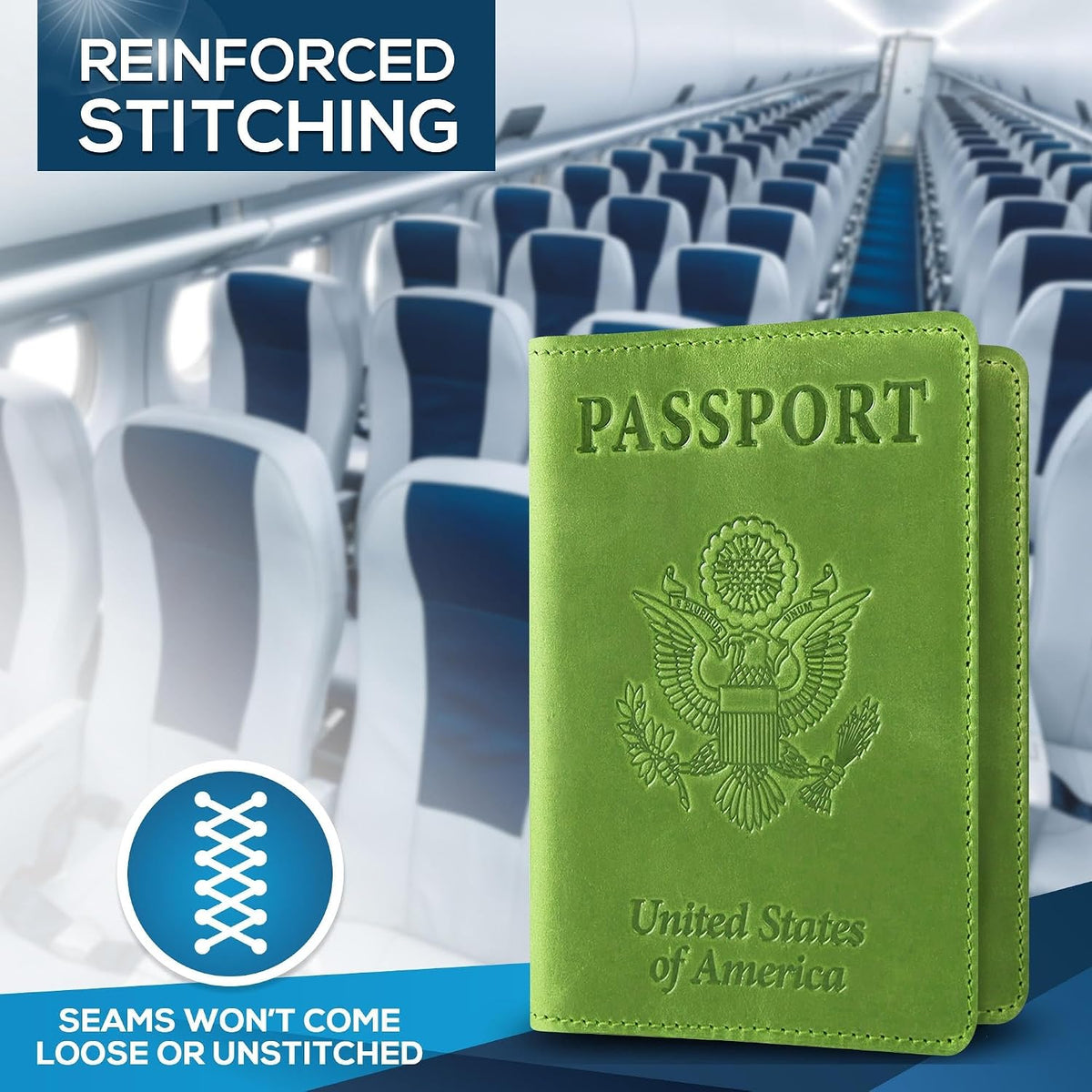 RFID Passport Holder for Travel – PU Leather Passport Cover and Card Holder for Men & Women – Slim Passport Holder with Card Protector Slot, Travel Must Haves (Pink - Lime Green)