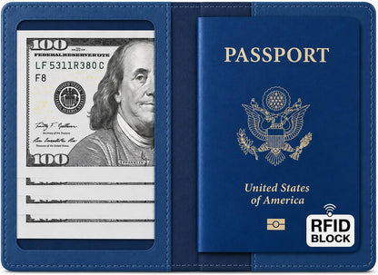 RFID Passport Holder for Travel – PU Leather Passport Cover and Card Holder for Men & Women – Slim Passport Holder with Card Protector Slot, Travel Must Haves (Pink - Lime Green)