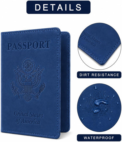 RFID Passport Holder for Travel – PU Leather Passport Cover and Card Holder for Men & Women – Slim Passport Holder with Card Protector Slot, Travel Must Haves (Pink - Lime Green)
