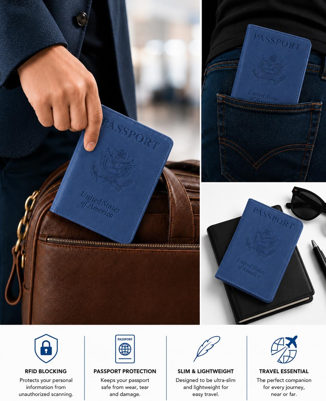 RFID Passport Holder for Travel – PU Leather Passport Cover and Card Holder for Men & Women – Slim Passport Holder with Card Protector Slot, Travel Must Haves (Pink - Lime Green)