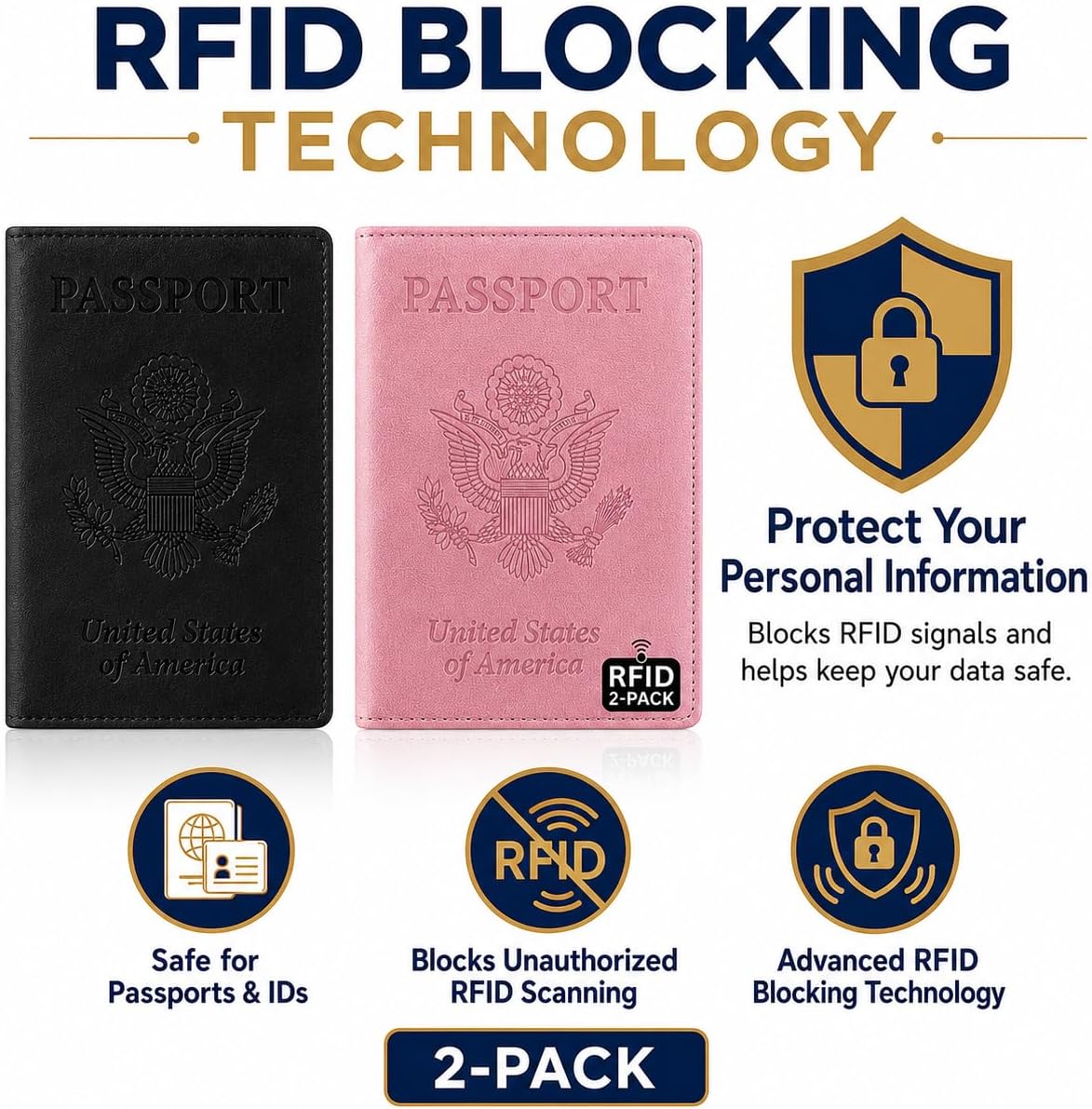 RFID Passport Holder for Travel – PU Leather Passport Cover and Card Holder for Men & Women – Slim Passport Holder with Card Protector Slot, Travel Must Haves (Pink - Lime Green)