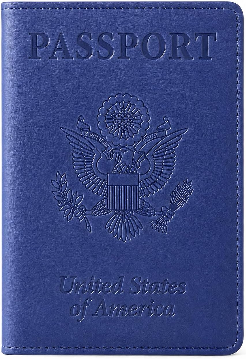 RFID Passport Holder for Travel – PU Leather Passport Cover and Card Holder for Men & Women – Slim Passport Holder with Card Protector Slot, Travel Must Haves (Pink - Lime Green)