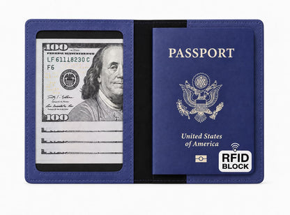 RFID Passport Holder for Travel – PU Leather Passport Cover and Card Holder for Men & Women – Slim Passport Holder with Card Protector Slot, Travel Must Haves (Pink - Lime Green)