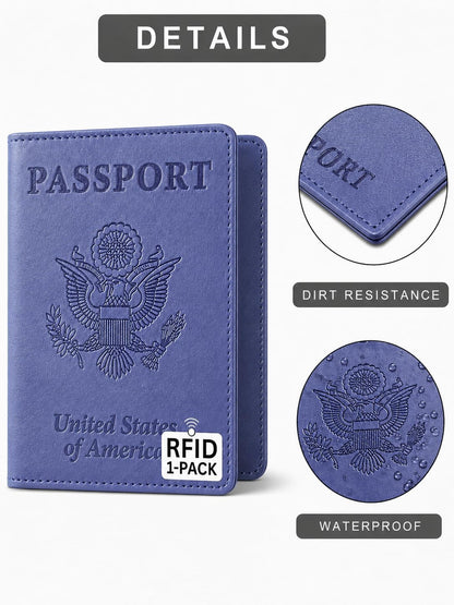 RFID Passport Holder for Travel – PU Leather Passport Cover and Card Holder for Men & Women – Slim Passport Holder with Card Protector Slot, Travel Must Haves (Pink - Lime Green)