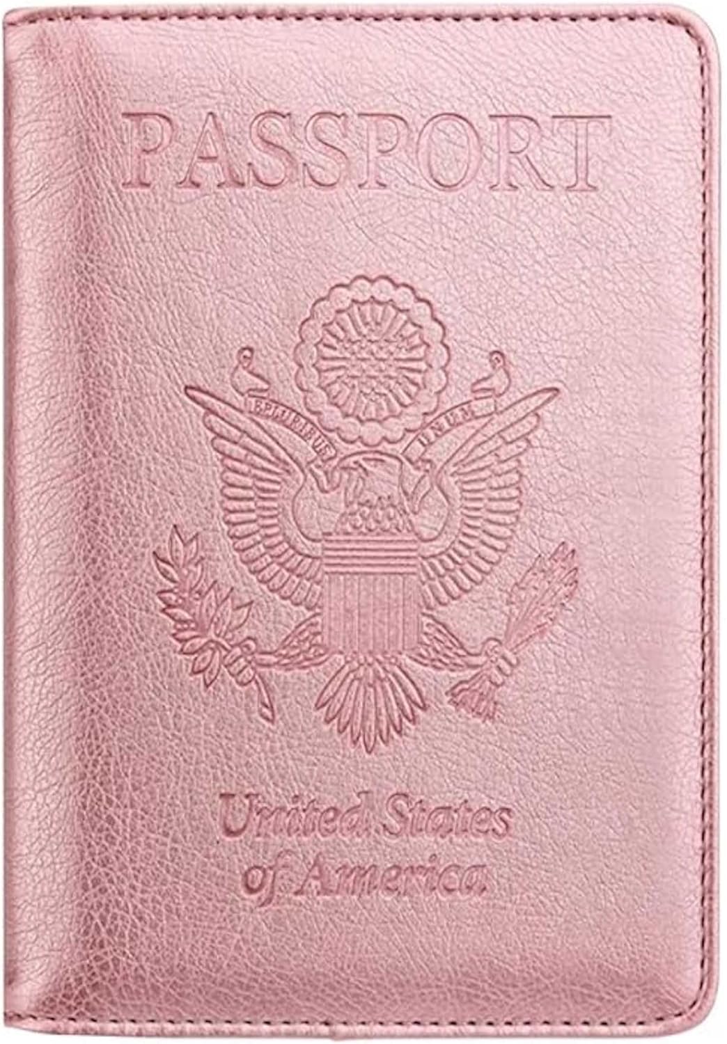 RFID Passport Holder for Travel – PU Leather Passport Cover and Card Holder for Men & Women – Slim Passport Holder with Card Protector Slot, Travel Must Haves (Pink - Lime Green)