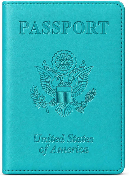 RFID Passport Holder for Travel – PU Leather Passport Cover and Card Holder for Men & Women – Slim Passport Holder with Card Protector Slot, Travel Must Haves (Pink - Lime Green)