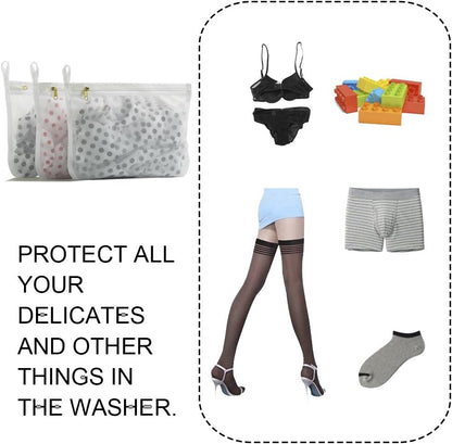 Delicates Laundry Bags, Bra Fine Mesh Wash Bag for Underwear, Lingerie, Bra, Pantyhose, Socks, Use YKK Zipper, Have Hanger Loops, Small Openings (White, 3 Small)