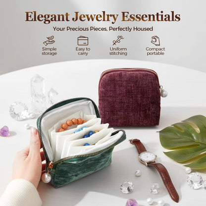 Travel Jewelry Case - Velvet Organizer, Jewelry Zippered Pocket Case Travel Jewelry Bag Portable Organizer, Pouch Bags with Zipper, Jewelry Organizer Storage Bag for Bracelet Rings Earring (Blue)