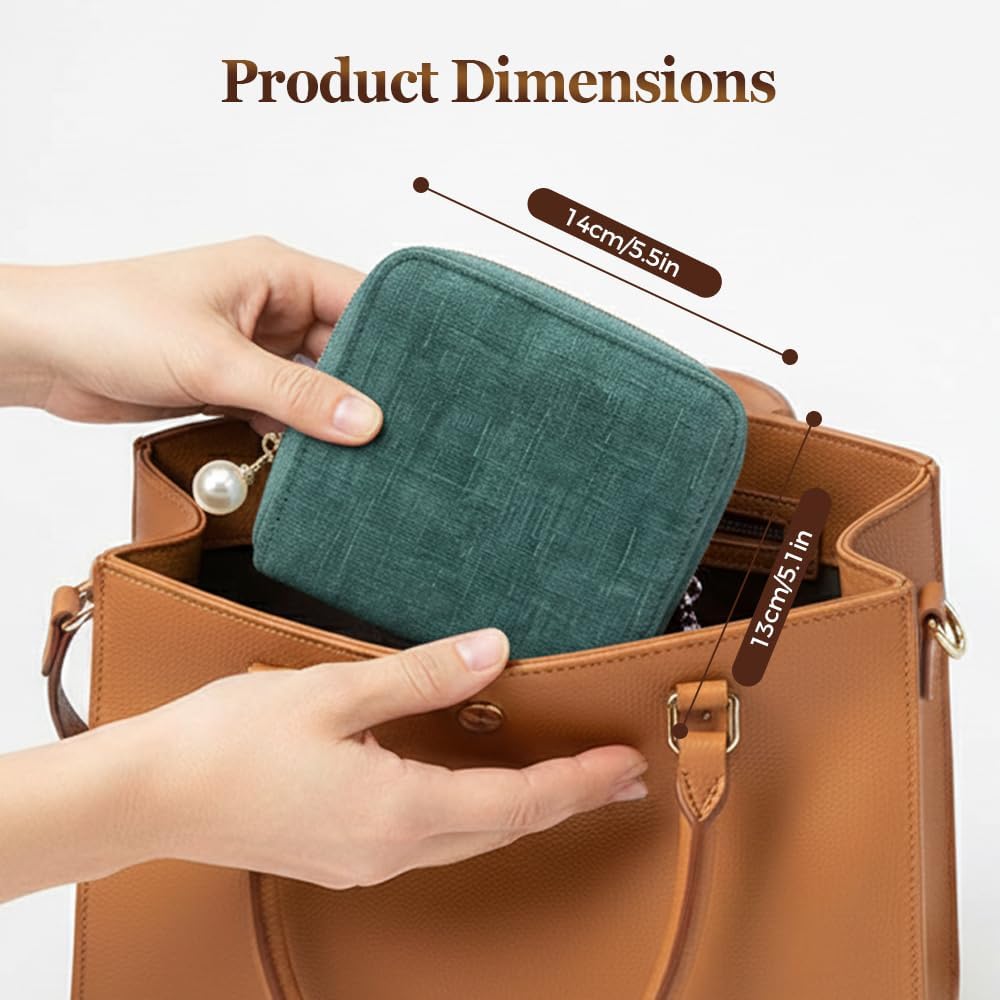 Travel Jewelry Case - Velvet Organizer, Jewelry Zippered Pocket Case Travel Jewelry Bag Portable Organizer, Pouch Bags with Zipper, Jewelry Organizer Storage Bag for Bracelet Rings Earring (Blue)