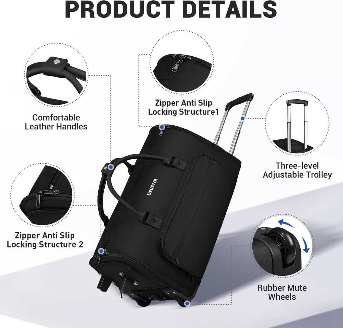 Rolling Garment Bags for Travel, 59L Rolling Duffle Bag with Wheels and Shoe Compartment for Men and Women, 3 in 1 Carry on Convertible Travel Garment Bag with Wheels, Gray