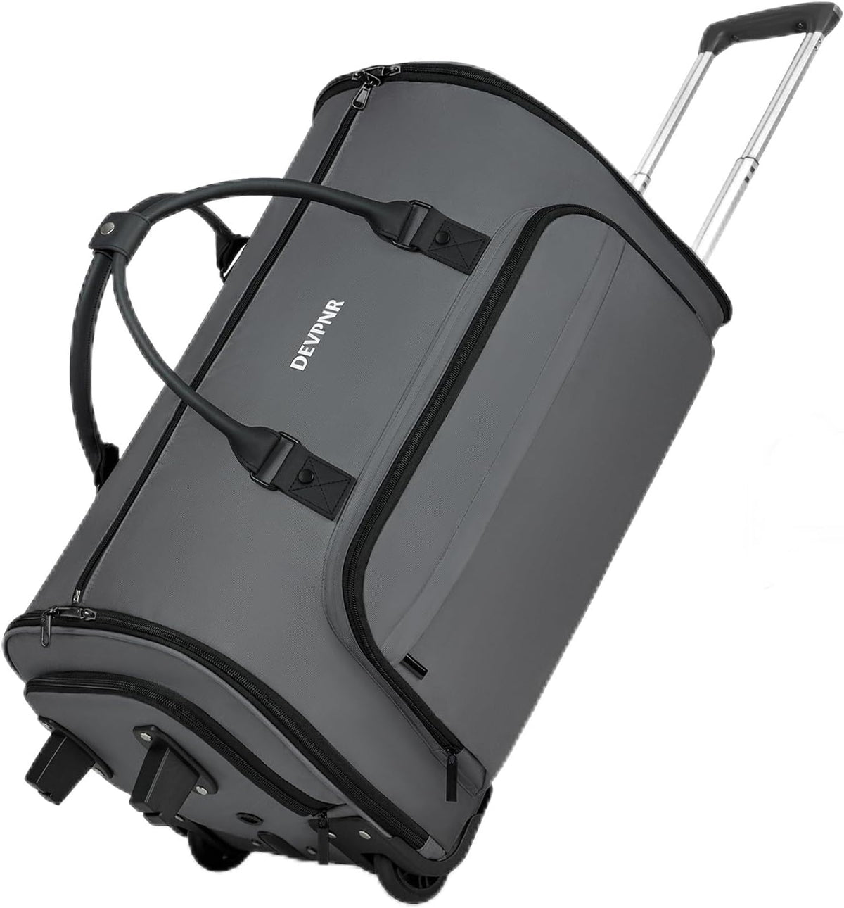 Rolling Garment Bags for Travel, 59L Rolling Duffle Bag with Wheels and Shoe Compartment for Men and Women, 3 in 1 Carry on Convertible Travel Garment Bag with Wheels, Gray