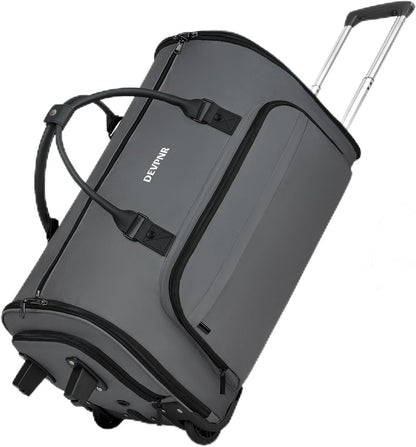 Rolling Garment Bags for Travel, 59L Rolling Duffle Bag with Wheels and Shoe Compartment for Men and Women, 3 in 1 Carry on Convertible Travel Garment Bag with Wheels, Gray