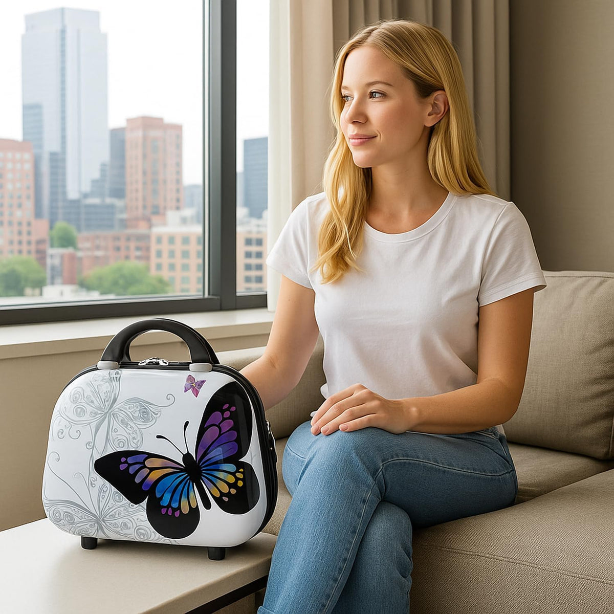Fashionista 13-Inch Cosmetic Case Shoulder Tote - Butterfly