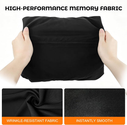 6-Piece Compression Packing Cubes for Travel, Oxford Luggage Organizers for Suitcases, Expandable Space Saving Travel Essentials with Double-Layer Shoe Bag, Black